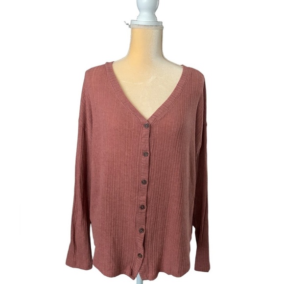 SO Sweaters - SO Women's Button Down Dusty Rose Long Sleeve Top